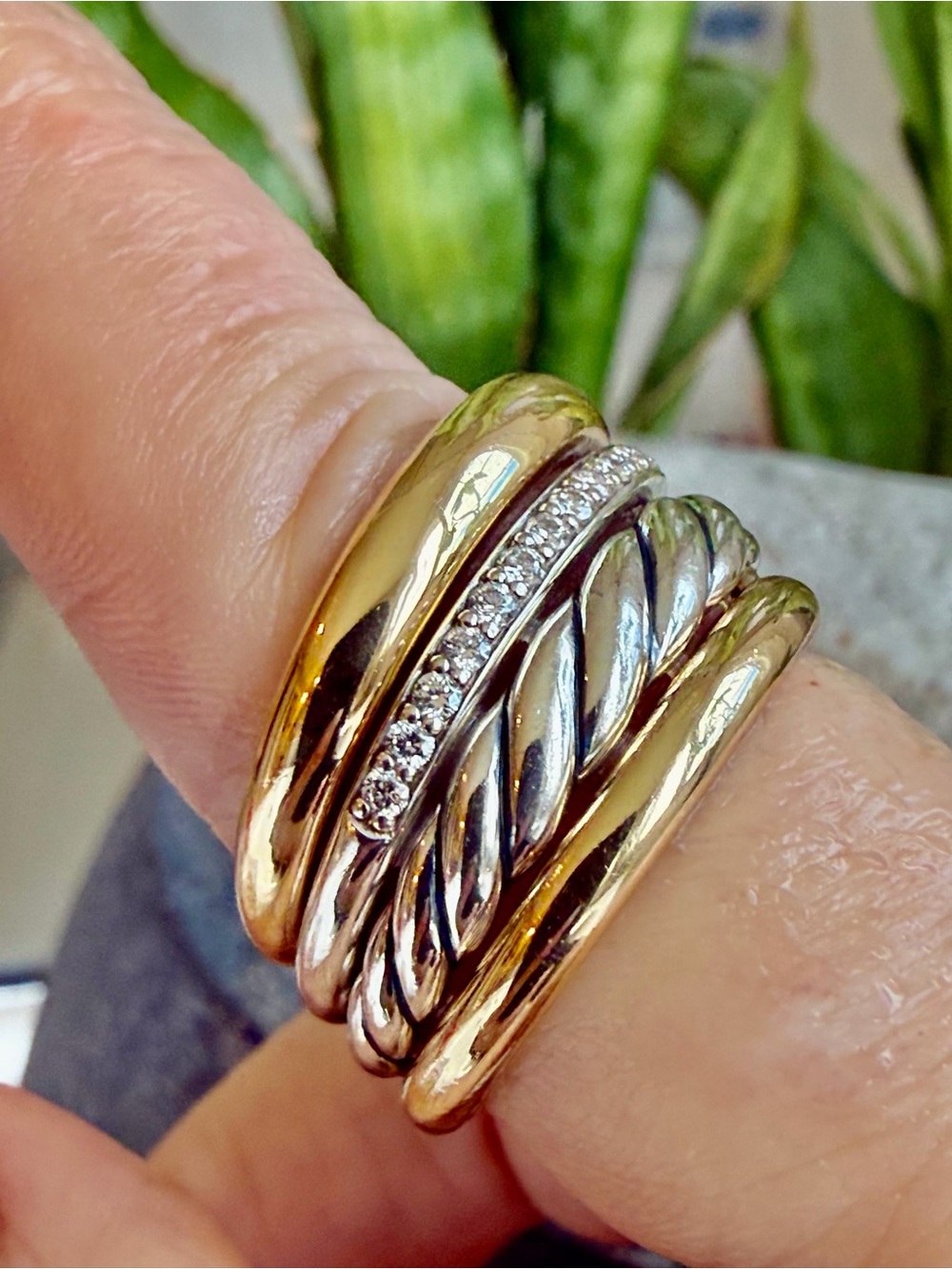 Sold.    David Yurman 18 karat gold sterling and Diamond Ring - Picture 4 of 12